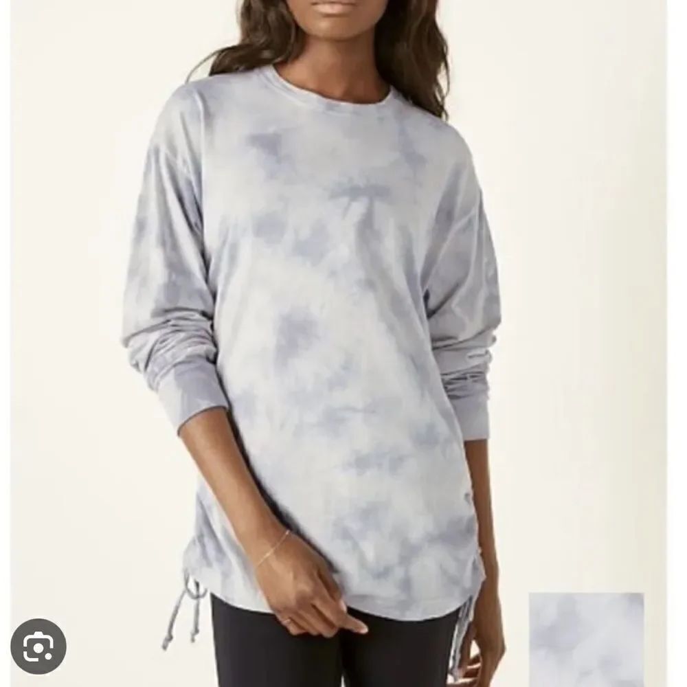 Victorias Secret Pink Campus Long Sleeve Ruched Sides Cotton Tee Shirt gray